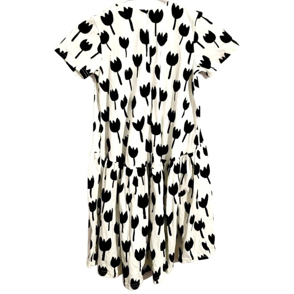 Beau Loves Tulip Floral Short Sleeve Crewneck Hi-Low Hem Cotton Dress 8/9 NEW - Picture 3 of 9